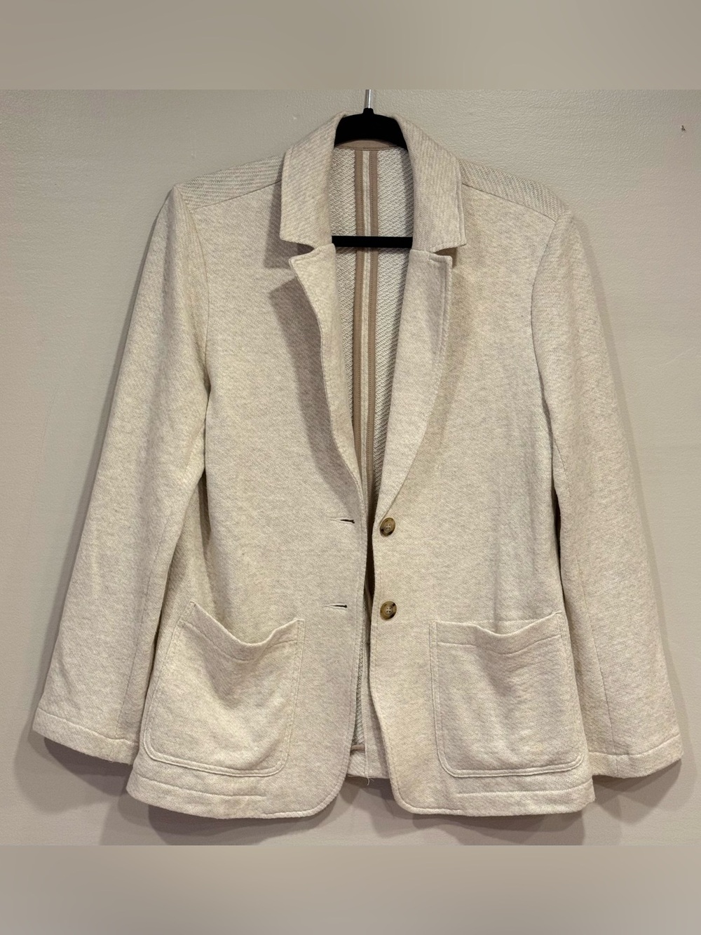 Faherty Inlet Knit Blazer Jacket Light Oatmeal Melange Women's Medium - Picture 2 of 6